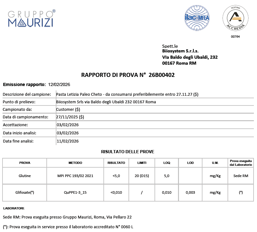 Letizia la Prima PASTA Keto-Paleo al Mondo. 280 g