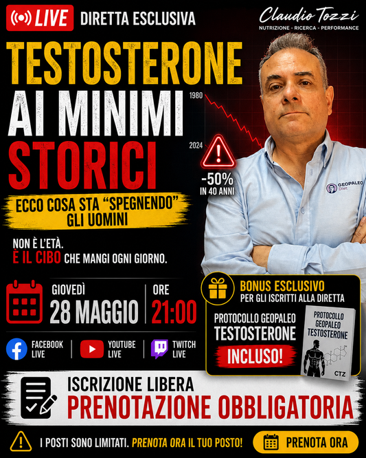 LIVE. Testosterone ai Minimi Storici: Ecco Cosa sta “Spegnendo” gli Uomini. Giovedi 28 maggio, ore 21:00. Partecipazione libera, iscrizione OBBLIGATORIA
