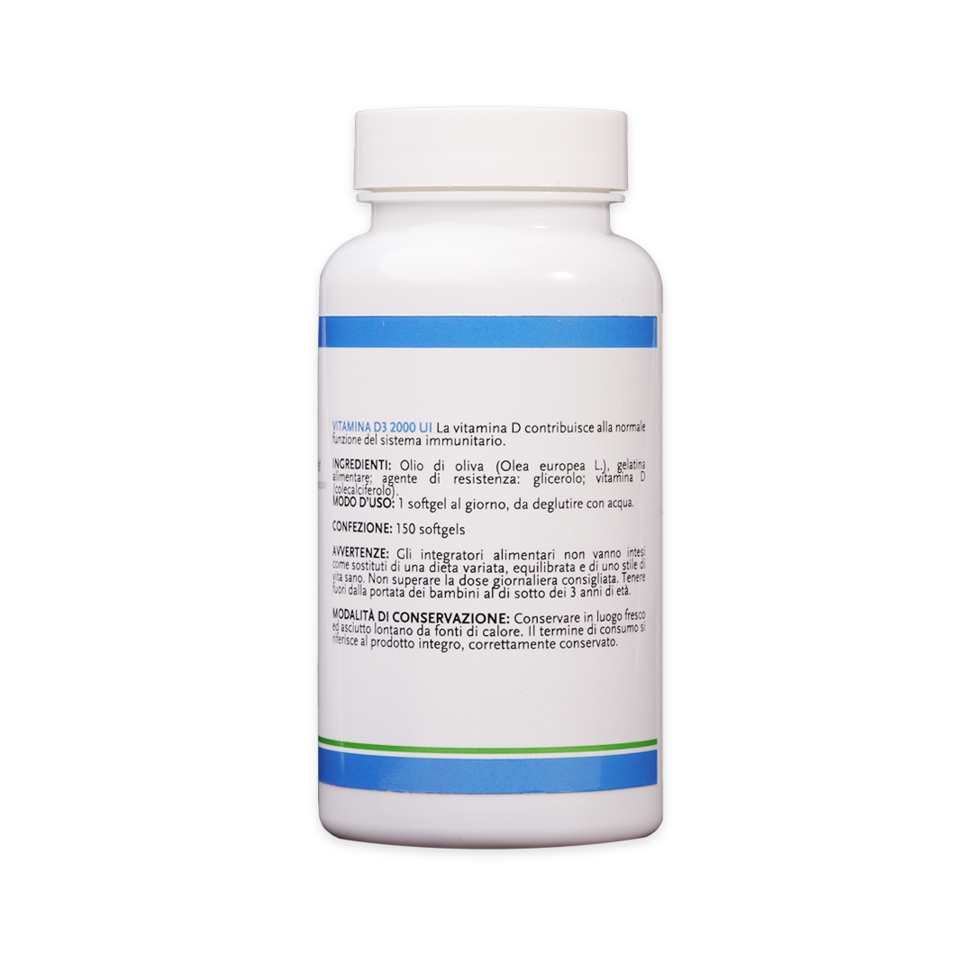Vitamina D3 Alto Dosaggio 2000 UI in capsule softgel con Olio di Oliva