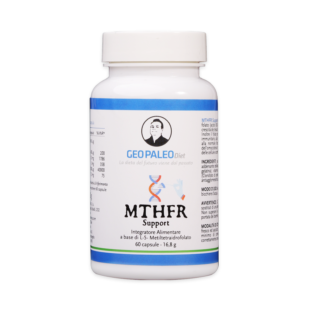 MTHFR Support per gestione MTHFR, Omocisteina e Telomeri- 60 capsule senza Biossido di Silicio