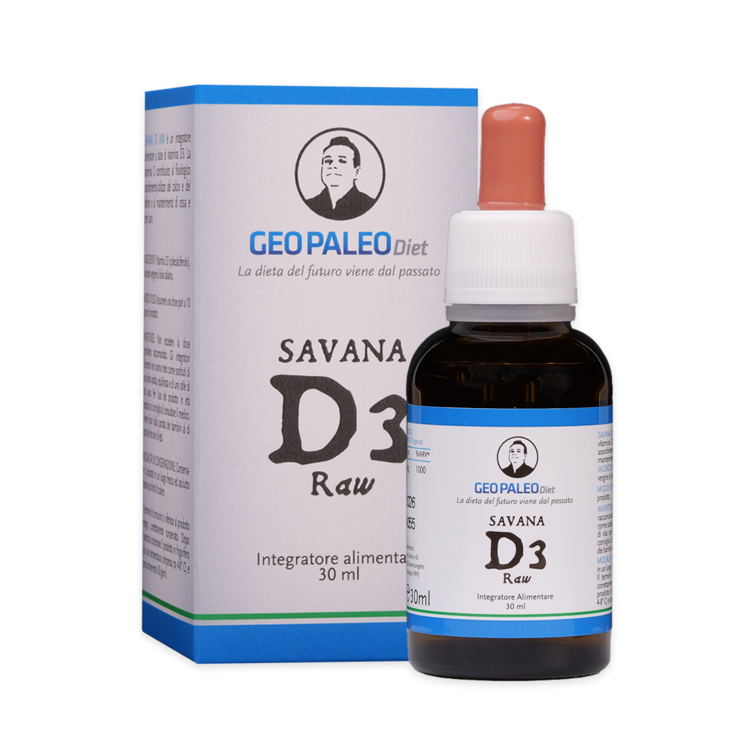 50% di Sconto SCADENZA A BREVE - Savana D3 Raw - VITAMINA D - 240.000 UI a flacone in Olio Extravergine di Oliva BIO